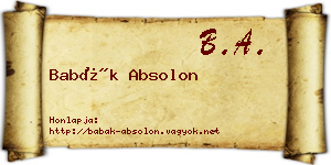 Babák Absolon névjegykártya